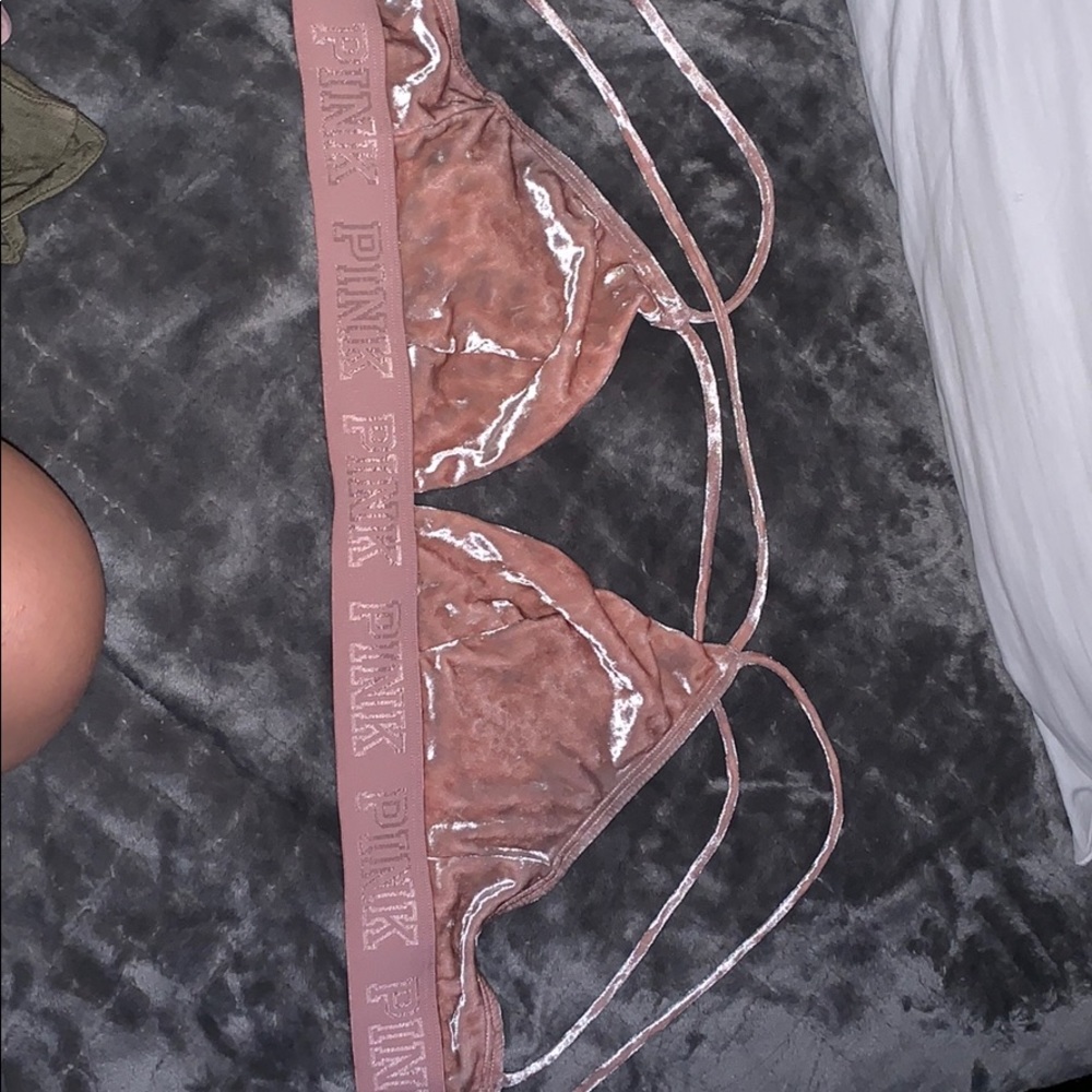 pink victorias secret velvet bralette